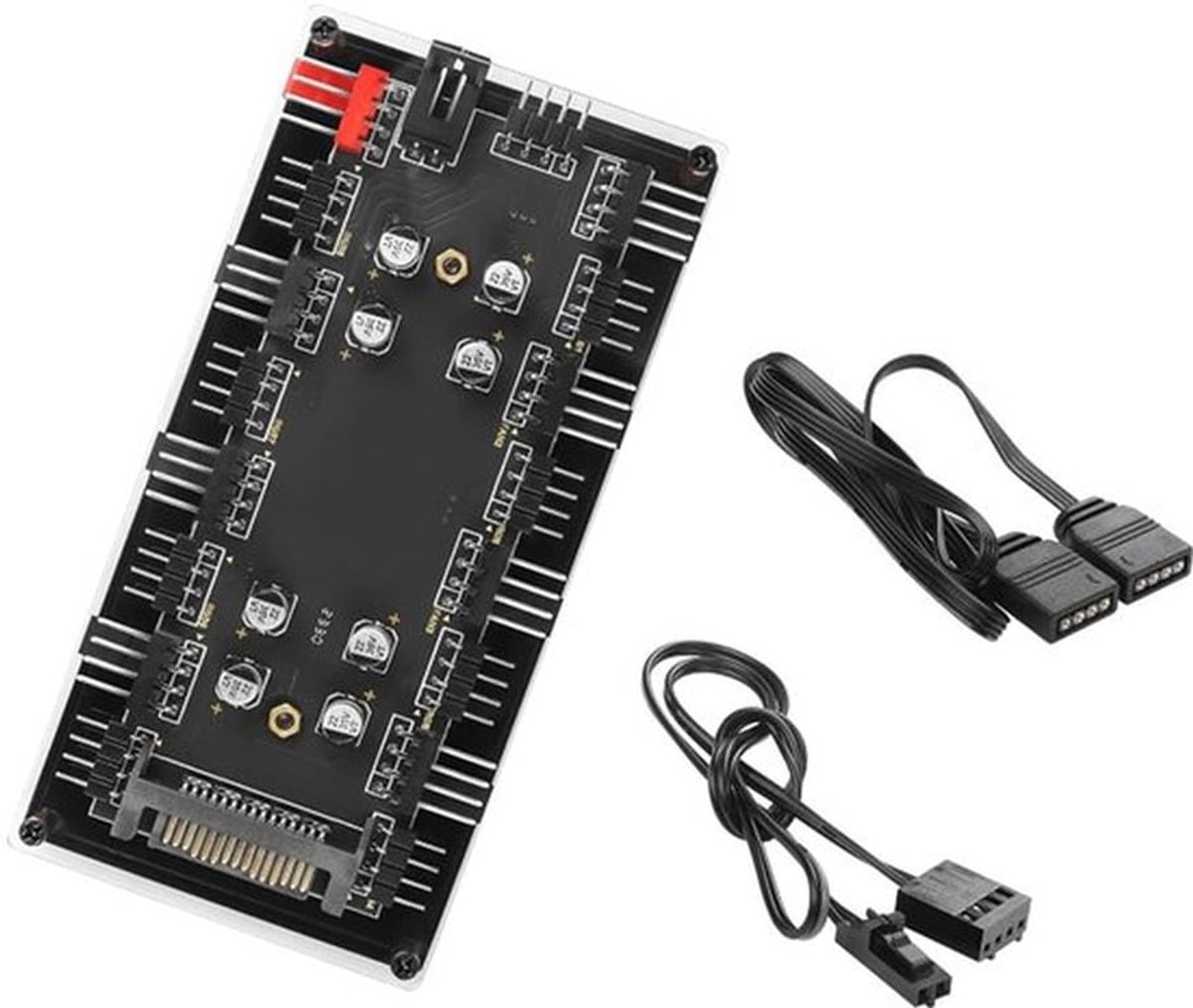 Case Fan Hub 12V - 4 Pin RGB + PWM 2-in-1 Controller - Tot 8 Fans Ondersteuning