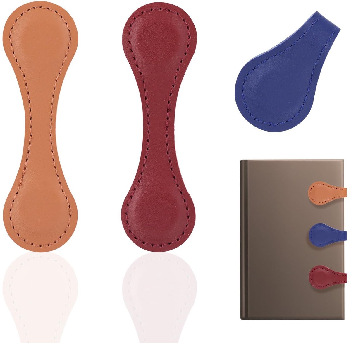 ONF3 - Lederen Magnetische Bladwijzers - Magnetische Boekenleggers - Perfect voor Leesliefhebbers - 10x3cm - Geschikt voor Tieners - Kleurserie 2