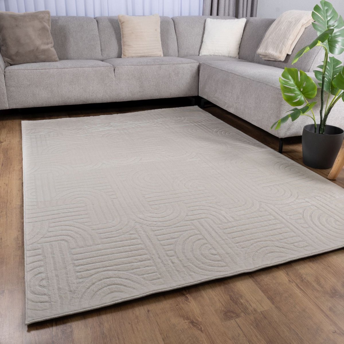 Crème Tapijt Wasbaar Laagpolig Vloerkleed met Anti Slip Koho Japandi Stijl Wasbaar op 30° - 160x230cm- Modern - Woonkamer - Salon - Slaapkamer - Eetkamer