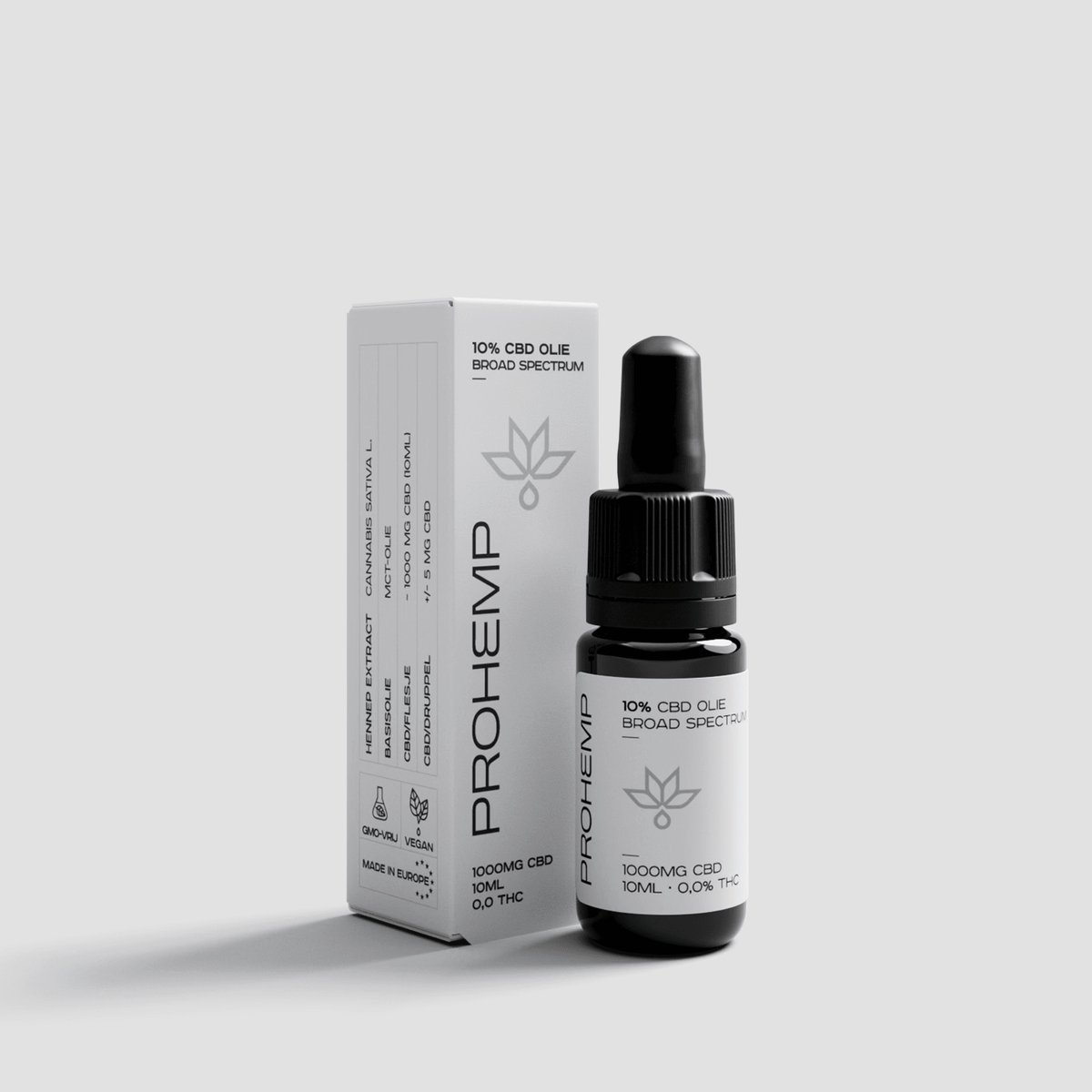 ProHemp CBD Olie 10% Broad Spectrum 10 ml – CBD Druppels met Cannabidiol, CBG, CBN, CBC en Terpenen – THC Vrij Broad Spectrum Hennepextract – Hoogwaardig CBD Supplement met Pipet voor Dagelijks Gebruik en Ontspanning