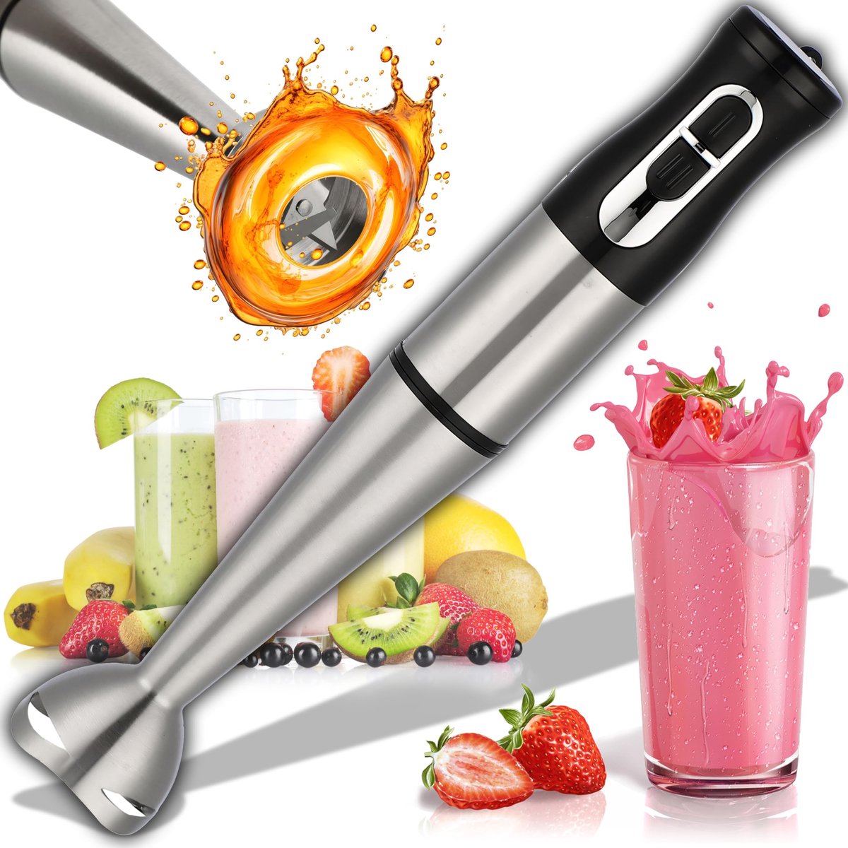 Retoo Elektrische Handmixer 1200W - Perfect voor Milkshakes, Smoothies en Puree