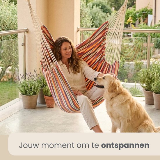 XXL Hangstoel voor 2 Personen - 185x130 Tuin Hangstoel tot 150kg - Zit Hangmat Binnen en Buiten