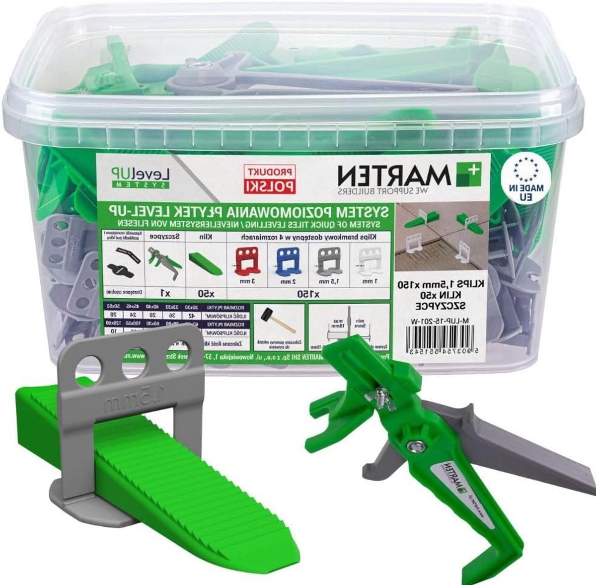 Tegelnivelleringssysteem Set - Tegel Lay-out Tool - Vloeren Egaliseren - Herbruikbare Wiggen - 1-3 mm - Wit
