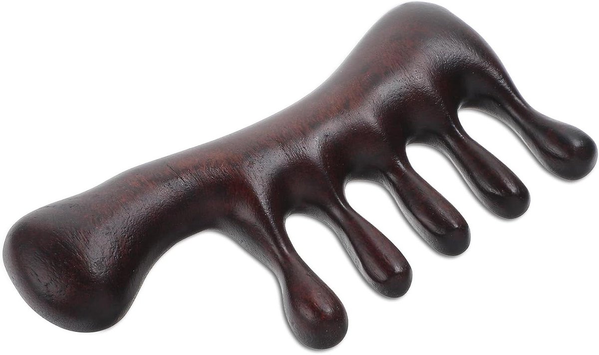 Hoofdhuidmassagekam - Gua sha kam - Stress verlichten - Antistatisch - 15 x 8 x 2 cm - Natuurlijk hout
