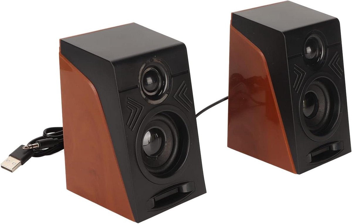PC Luidsprekers - Desktop Speakers - Muziek Luisteren - Hi-Fi Stereo Geluid - 2 x 3W - Zwart