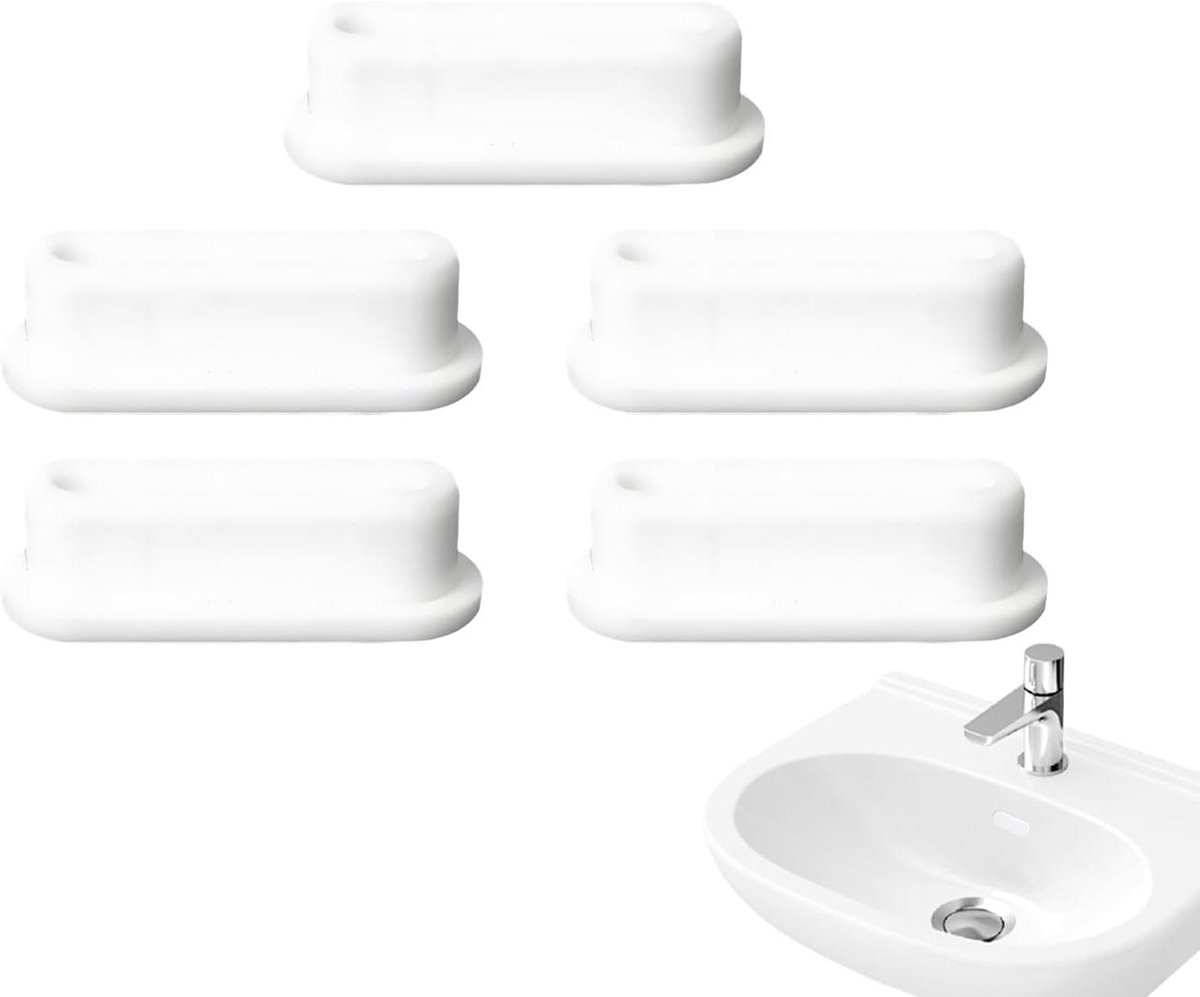 Bad Afvoerplug - Wastafelstop Gootsteen - Voorkomt Overstroming - Lekvrije Afdichting - 5 stuks - Wit