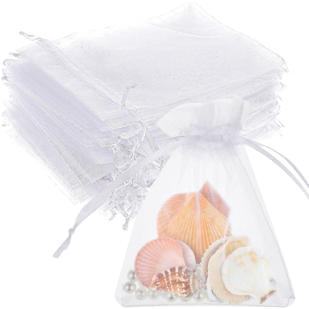 Pack van 50 Witte Organza Tassen 13 x 18 cm - Perfect voor Trouwen, Kerstcadeaus en Geschenken