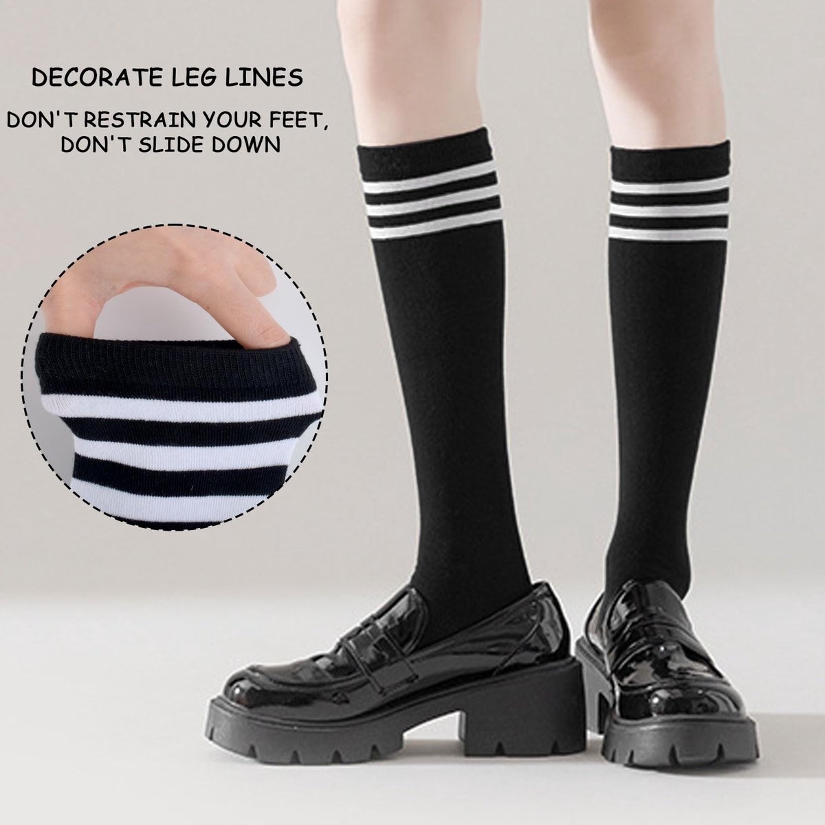 ONF3 - Knie Hoge Sokken - Casual Striped Thigh Highs - Voor Dames en Meisjes - Mode en Comfort - Perfect voor elke gelegenheid - Stijlvol en tre...