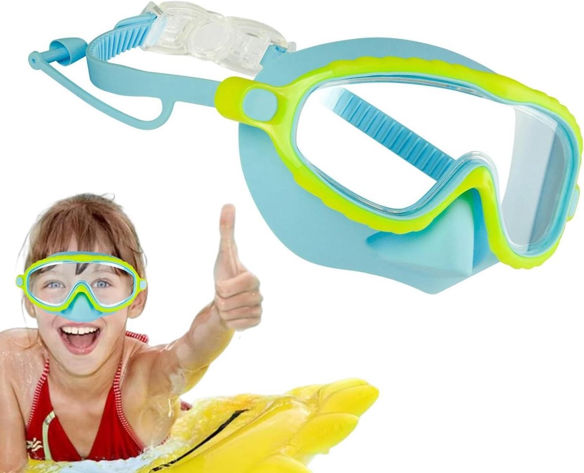 Kinderzwembril met neusbedekking - Snorkelbril duikbril - Waterpret beleven - Anti-kras vizier - 15.5 x 8 cm - Transparant