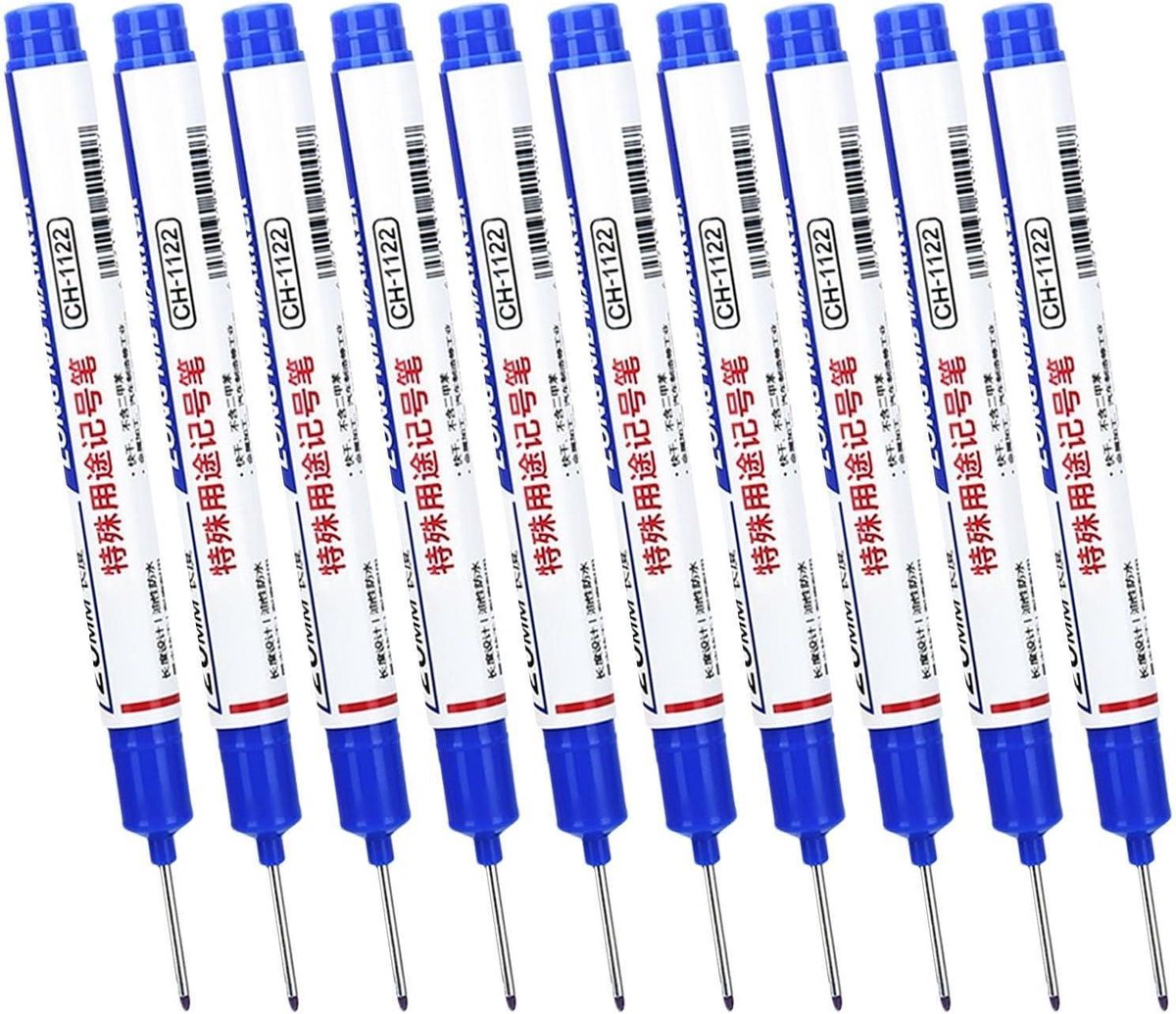 Houtbewerking Markeerpen - Timmerman Potlood - Nauwkeurig Markeren - Lange Penpunt - 10 stuks - Blauw