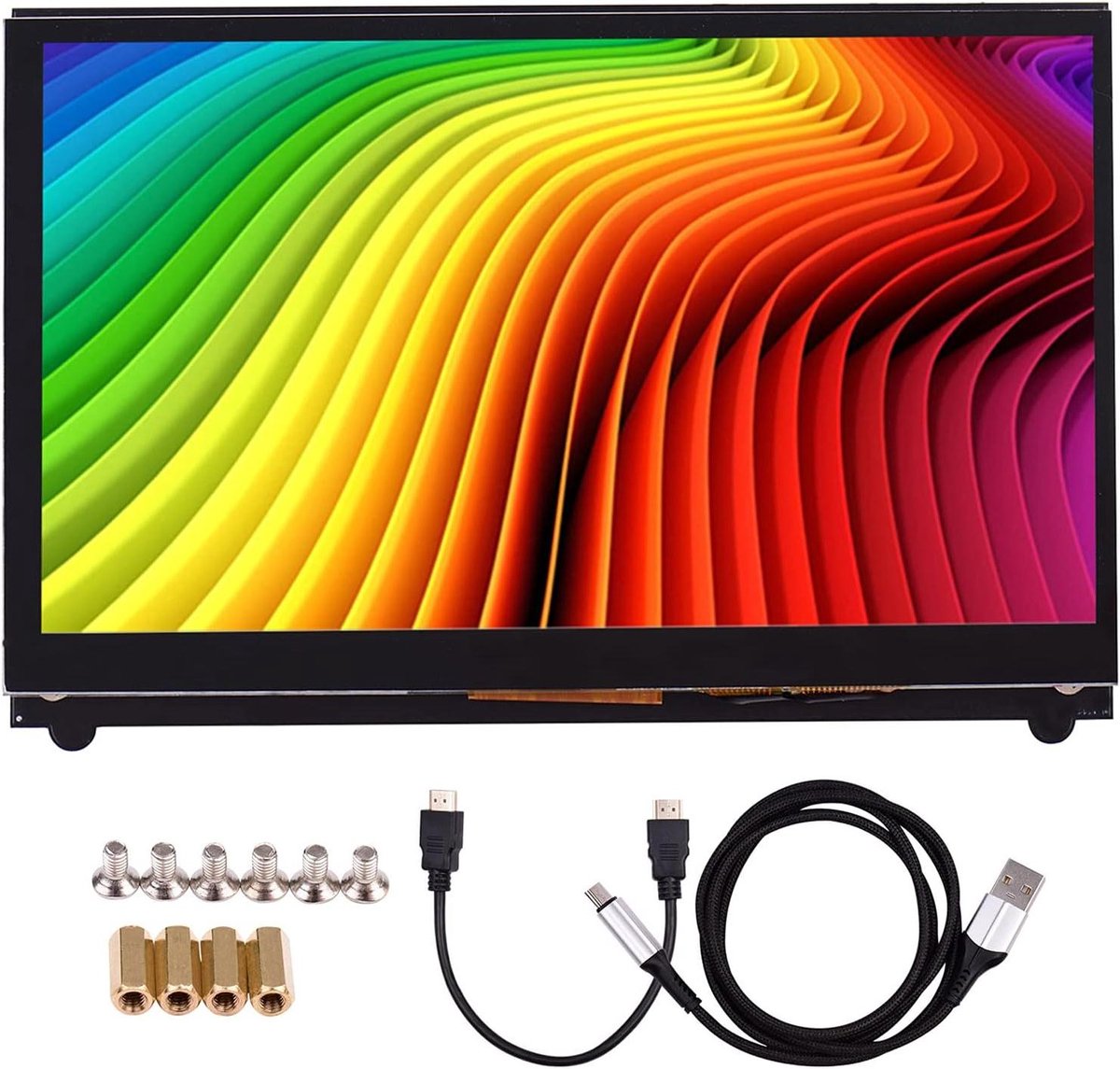 HD IPS Touchscreen - Draagbare Monitor - Secundair Beeldscherm - 178 Graden Kijkhoek - 7 Inch - Zwart