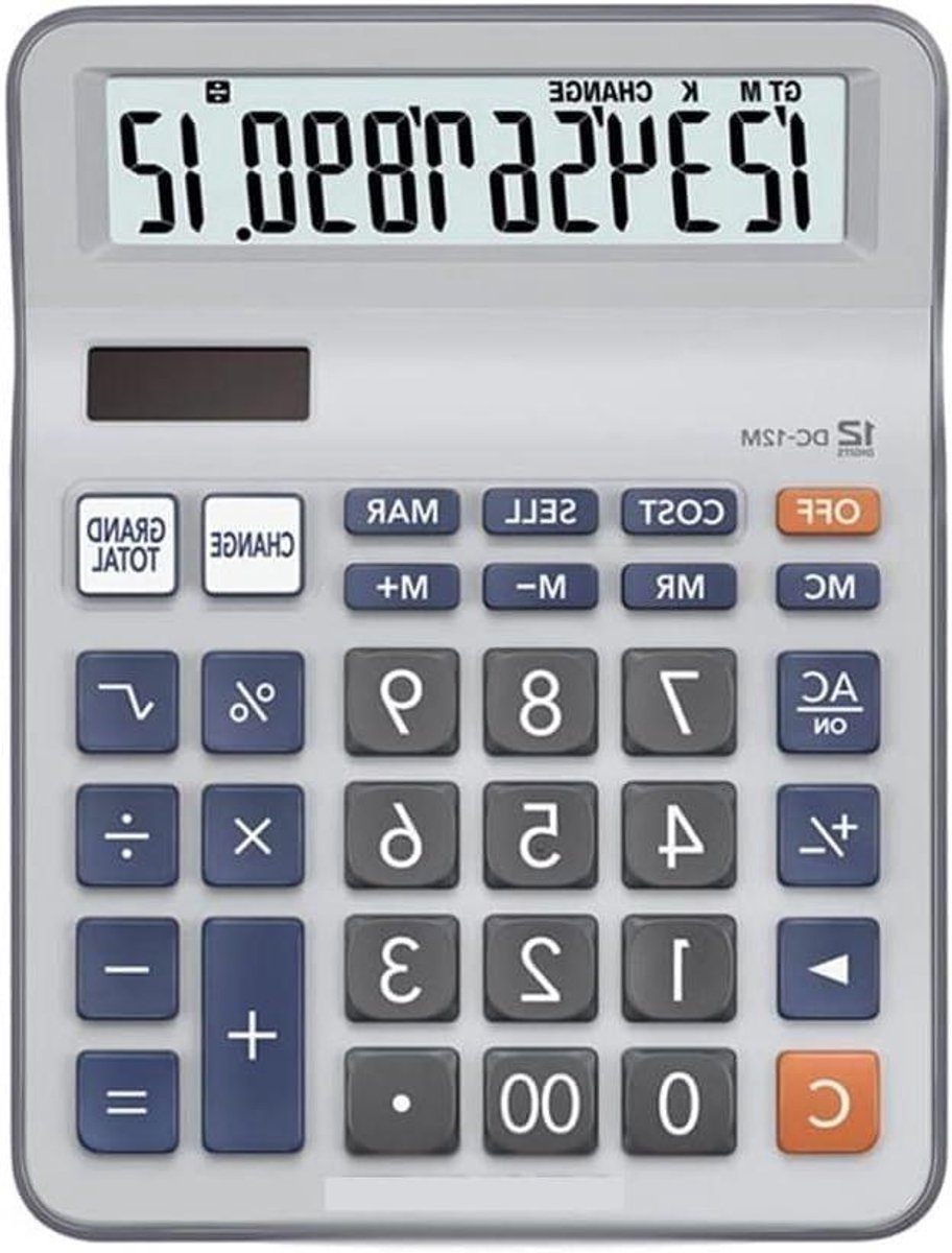 Rekenmachine Bureau - Calculator Kantoor - Zakelijk Rekenwerk - Dubbele Regel Display - 12 Cijfers - Zwart