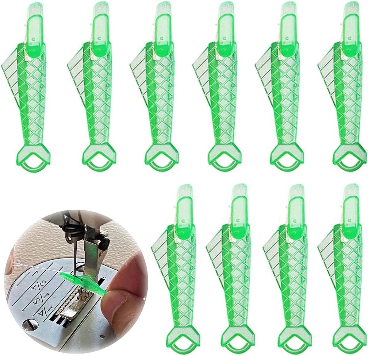 Naald Draadinrijgers - Naaimachine Hulpmiddel - Snel Naalden Rijgen - Visvorm Ontwerp - 10 Stuks - Groen