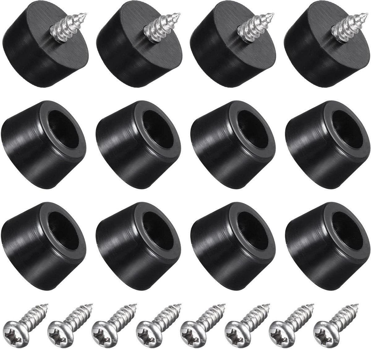 Rubberen Voetjes - Onderlegschijven Bumper Pads - Meubels Beschermen - Met Schroeven - 10x12x7mm - Zwart