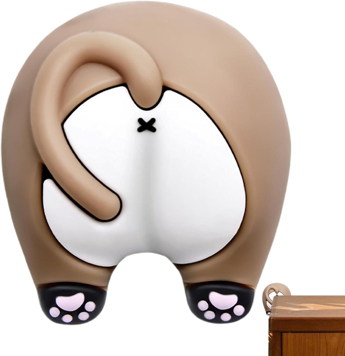 Cartoon Deurstoppers - Muurstickers Deur - Muren Beschermen - Zonder Boren - 5.4 x 5 x 5 cm - Koffie