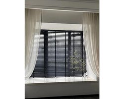 Houten Jaloezieën - Horizontale Blinds - Privacy en Zonwering - Massief Hout - 130x200cm - Zwart