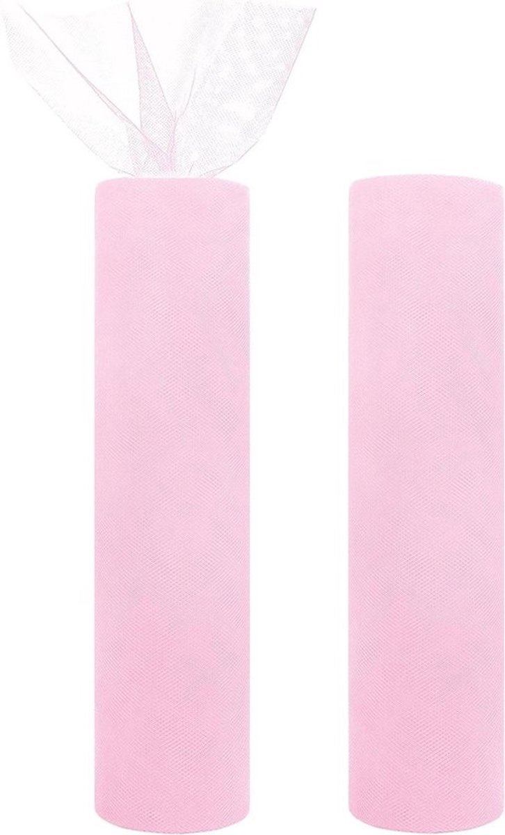 - 2 Pak Baby Roze Stoffen Tule Rollen - Verjaardagsfeestjes - Polyester Tule Rol Netten - 30 cm x 25 m per Spoel - Cadeauverpakking Huwelijken Hobby Strikken Kostuums