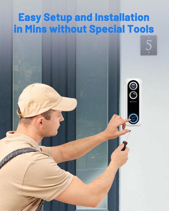 Video deurbel zonder abonnement - Deurbel met camera - Draadloze video deurbel - Beveiliging woning - Deurbel met app - Slimme deurbel - Geen maandelijkse kosten - Beveiligingscamera - WiFi deurbel - Voor smartphone en tablet van Merkloos — afbeelding 5