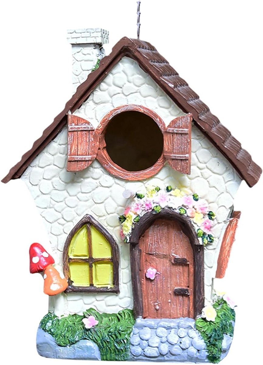 Vogelhuisje Buiten - Nestkastje Tuin - Vogels Aantrekken - Handbeschilderd Design - 21 cm Hoogte - Meerdere Kleuren