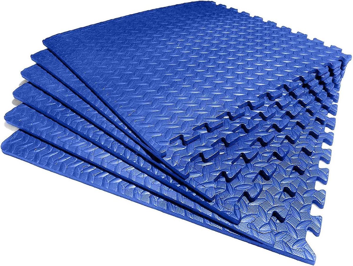 Fitness Matten - Sportmatten Yogamatten - Thuis Sporten - Schokabsorberend - 60x60cm - Blauw