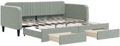vidaXL - Slaapbank - met - uitschuifbed - lades - 100x190 - cm - fluweel - lichtgrijs