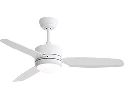 Plafondventilator Met Lamp - 3 ABS Bladen - Ø 46 inch - Dimbare lamp met 3 lichtstanden - 6 standen voor de windkracht - Met Afstandsbediening - LED's Light - Wit