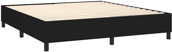 vidaXL - Boxspring - met - matras - en - LED - stof - zwart - 160x200 - cm