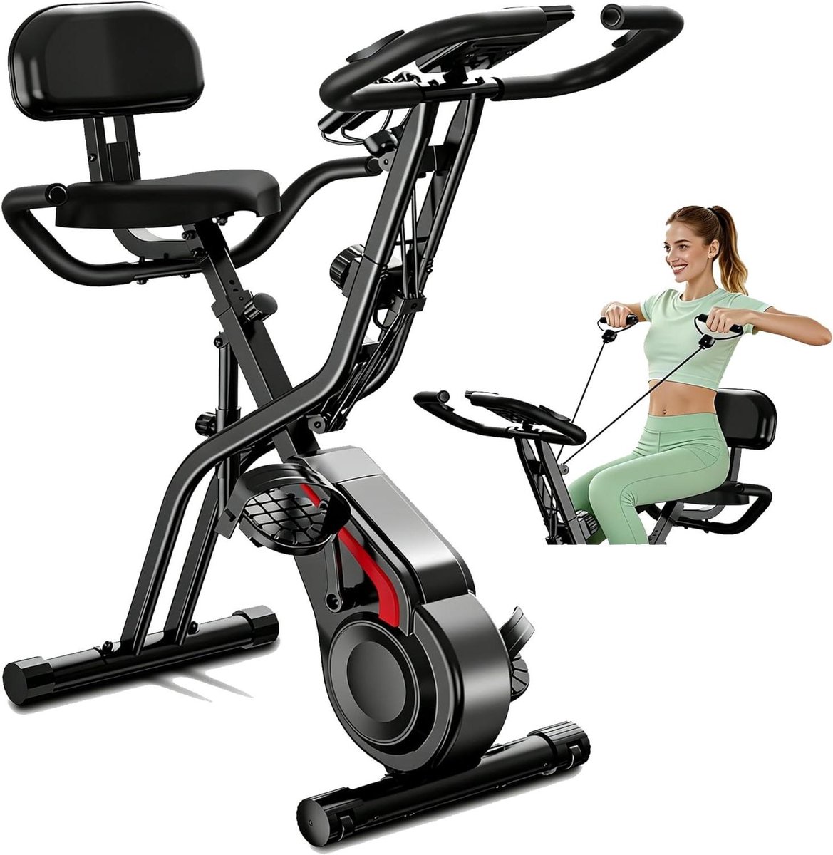 Inklapbare Hometrainer - Spinbike Magnetisch - Thuis Trainen - 5-in-1 Multifunctioneel - 136 kg - Zwart