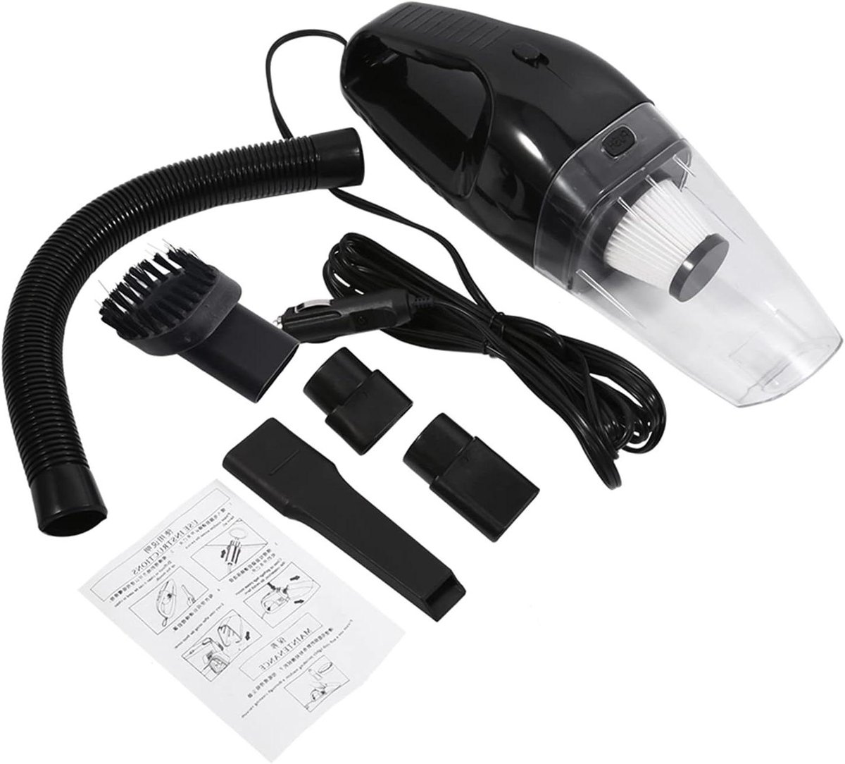 Autostofzuiger - Handstofzuiger Auto - Auto Interieur Reinigen - Nat en Droog Gebruik - 12V 120W - Zwart