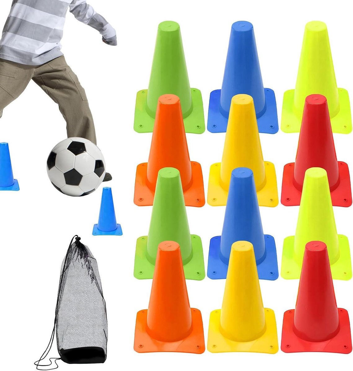 Voetbal Trainingskegels - Oefen Kegels - Sport Training - Vormvast Geheugen - 12 stuks - Rood