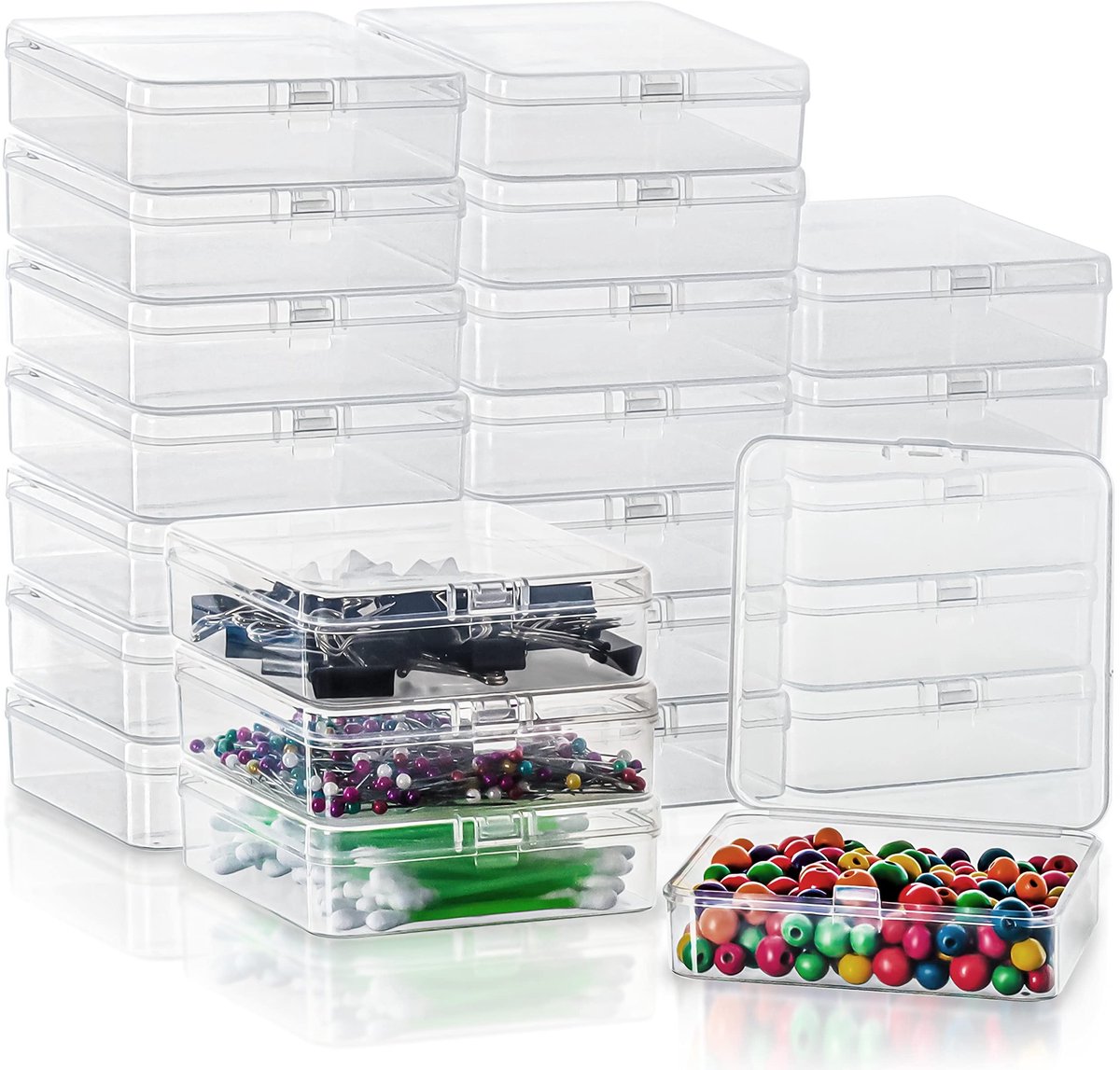 aladdien - Kleine Doorzichtige Plastic Container Doosjes - 24 Stuks - Mini Bakjes voor Pillen en Sieraden - Duurzaam en Transparant - Ideaal voor Ho..