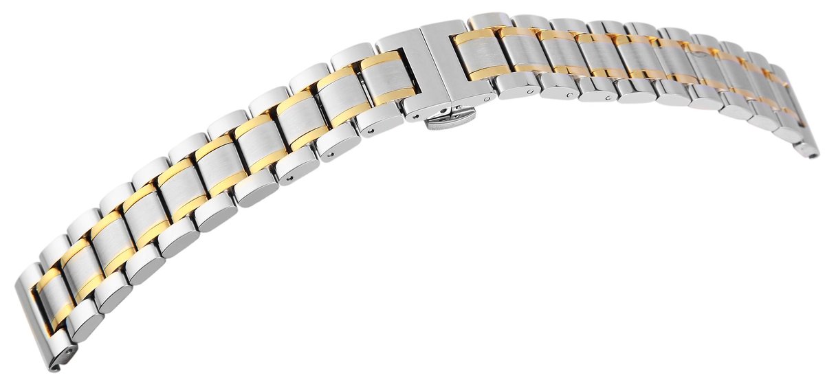 Engelhardt Engelhardt heren vervangende armband MB0025 roestvrijstalen horlogeband, tweekleurig, vlindersluiting,