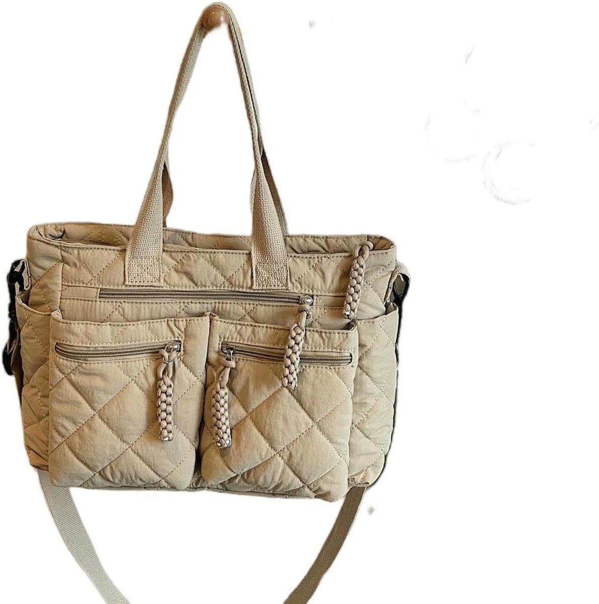 Schoudertas Dames - Handtas Reistas - Dagelijks Gebruik - Grote Capaciteit - A - Khaki