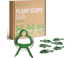 GardenGloss® 48 Kleine Plantenclips - Plantenklemmen voor Tomaten, Rozen, Komkommers en Andere Klimplanten - Extra Eenvoudige Plantenondersteuning - Stevige Klemmen voor het Bevestigen van Klimplanten