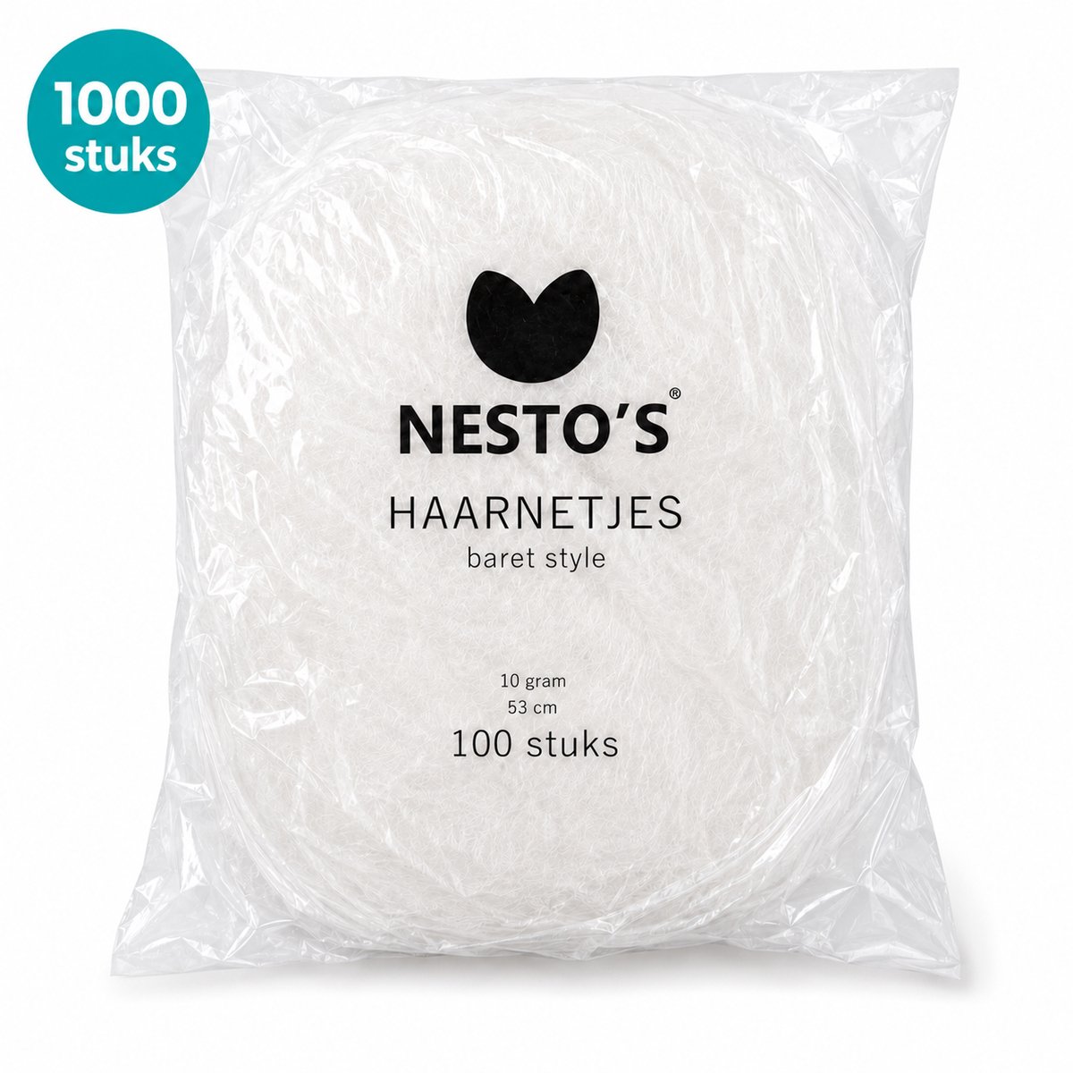 Nesto's® Stevige Haarnetjes - Haarkapjes - Horeca - Keuken - Baret Style - Wegwerp - Plastic - 10x100 stuks