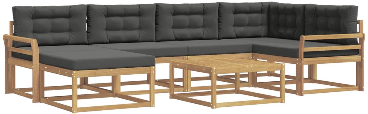 vidaXL Buiten - bank - set - 7 - st - 6-zits - Wit - en - antracietkleurig Wit en antracietkleurig