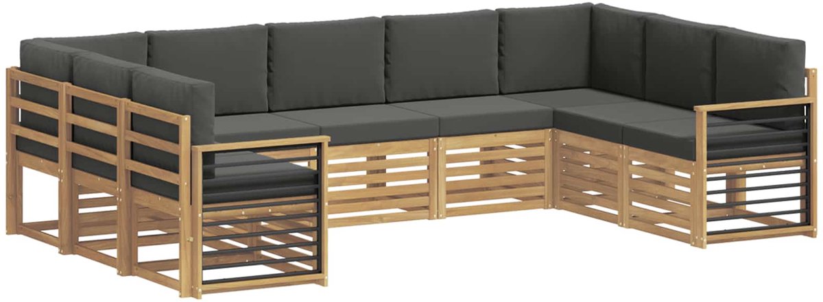vidaXL Buiten - bank - set - 9 - st - 9-zits - Wit - en - antracietkleurig - Polyester Wit en antracietkleurig