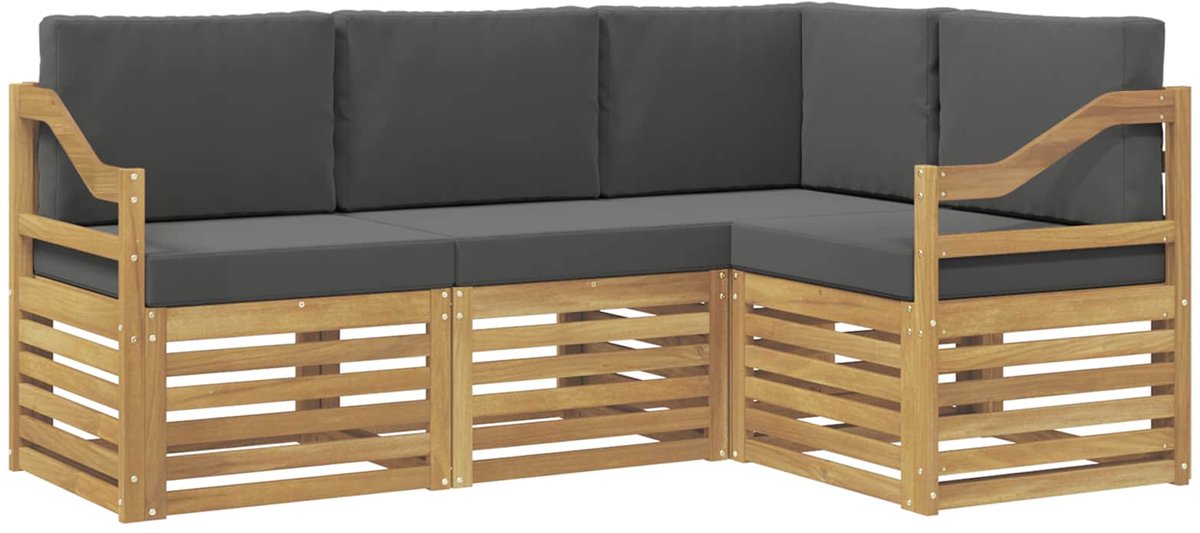 vidaXL Buiten - bank - set - 4 - st - 4-zits - Wit - en - antracietkleurig - Polyester Wit en antracietkleurig