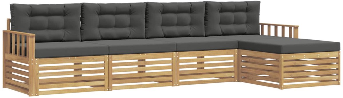 vidaXL Buiten - bank - set - 5 - st - 4-zits - Wit - en - antracietkleurig Wit en antracietkleurig
