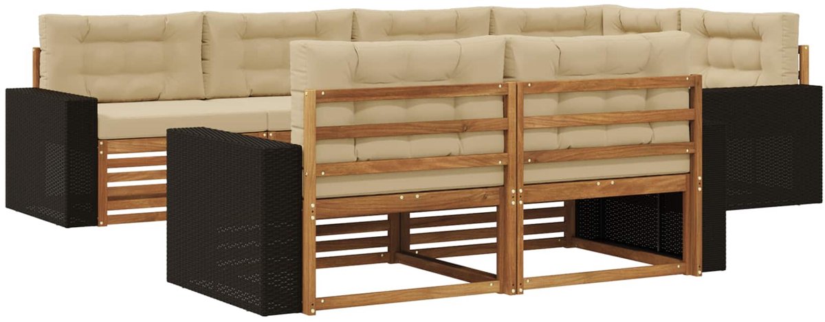 vidaXL Buiten - bank - set - 7 - st - 7-zits - Natuurlijk - en - Beige Natuurlijk en Beige