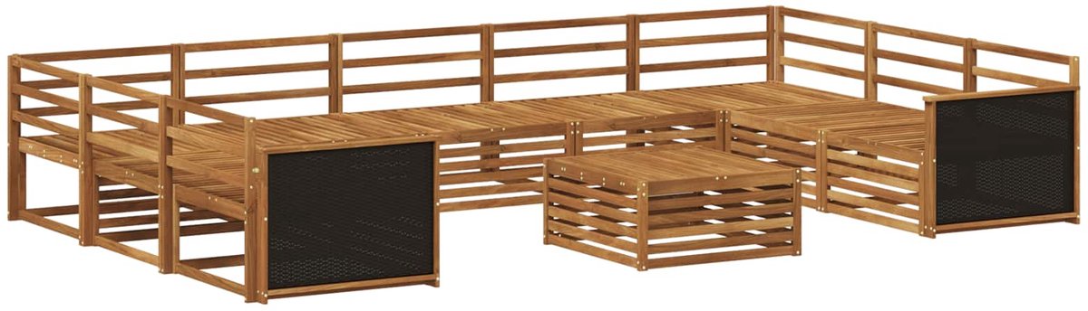 vidaXL Buiten - bank - set - 10 - st - 9-zits - Naturel - Massief - Acacia - Hout
