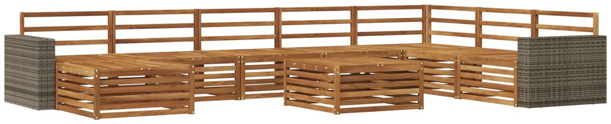 vidaXL Buiten - bank - set - 9 - st - 7-zits - Naturel - Massief - Acacia - Hout