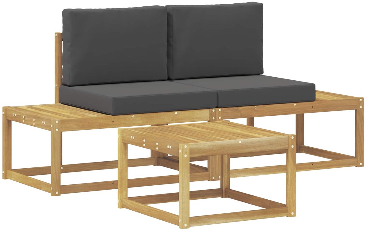 vidaXL Buiten - bank - set - 3 - st - Wit - en - antracietkleurig - Polyester Wit en antracietkleurig