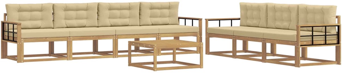 vidaXL Buiten - bank - set - 7 - st - 7-zits - Wit - en - Beige Wit en Beige