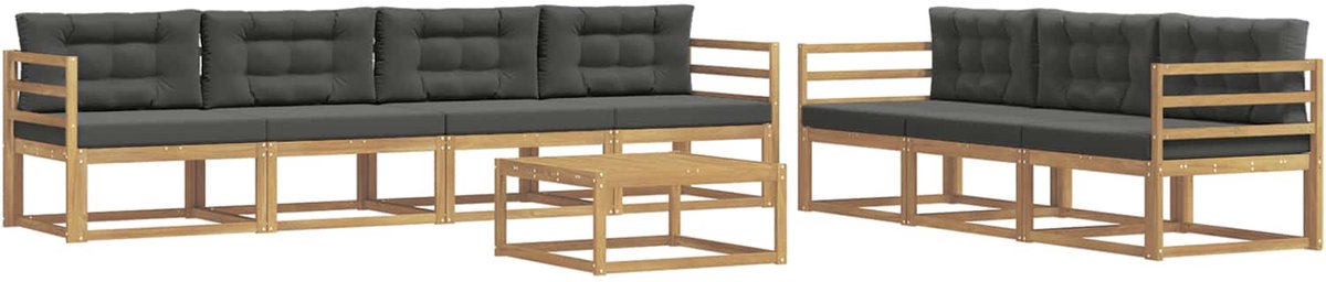 vidaXL Buiten - bank - set - 7 - st - 7-zits - Wit - en - antracietkleurig Wit en antracietkleurig