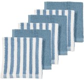 Meyco Baby Fat Stripe Monddoekjes - 6-pack - Jacquard Badstof - Jeans Blue - 30x30cm