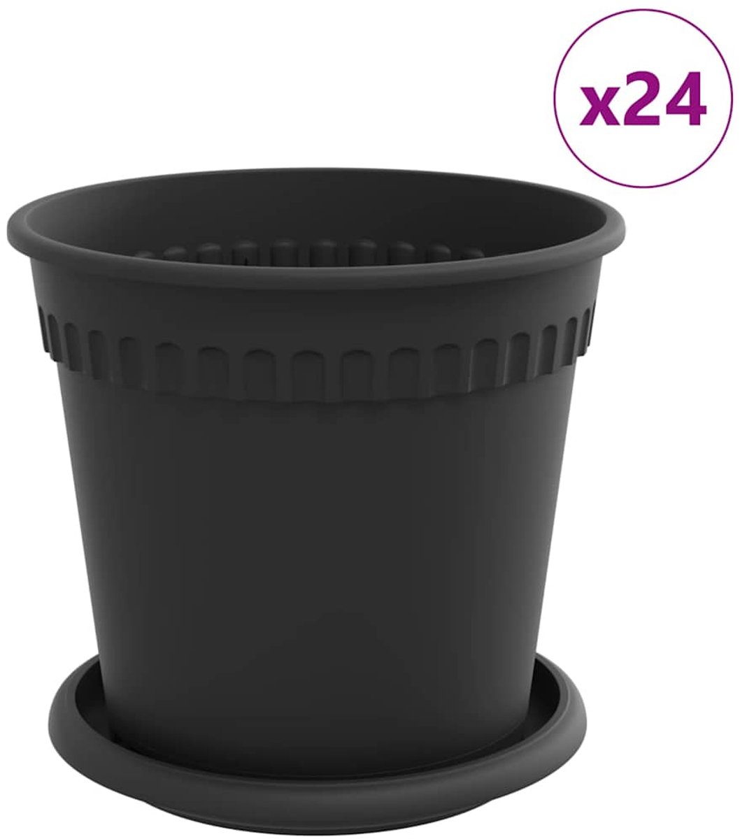 vidaXL Plantenpotten - 24 - st - Zwart - Kunststof