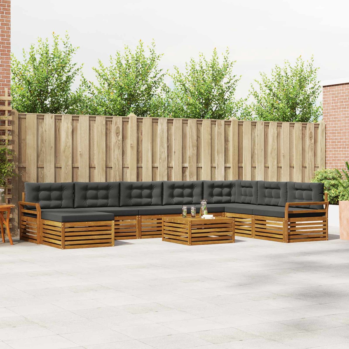 vidaXL Buiten - bank - set - 9 - st - 7-zits - Natuurlijk - en - Antraciet Natuurlijk en Antraciet