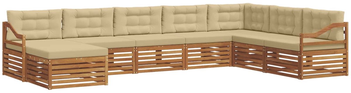 vidaXL Buiten - bank - set - 8 - st - 7-zits - Natuurlijk - en - Beige Natuurlijk en Beige