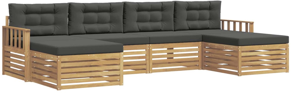 vidaXL Buiten - bank - set - 6 - st - 4-zits - Wit - en - antracietkleurig Wit en antracietkleurig